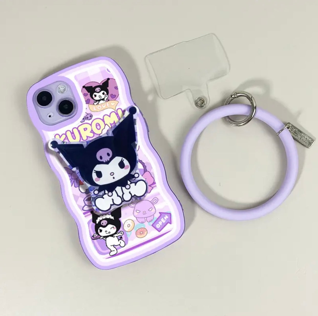 Sanrio Phone Case with Pop Socket & Bracelet