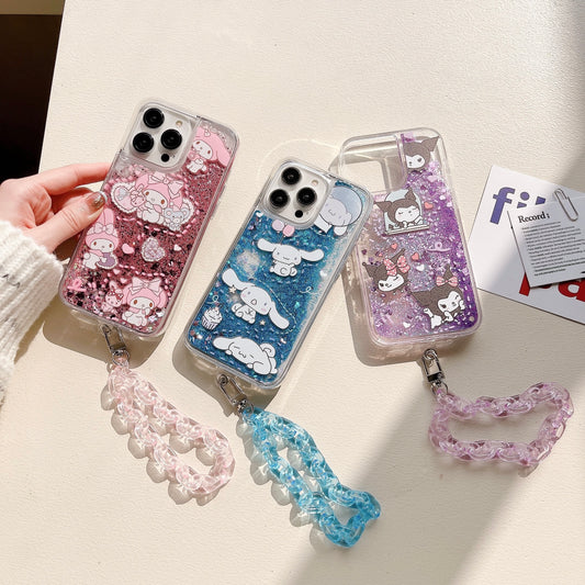 Sanrio Quick Sand Phone Cases with Phone Charm
