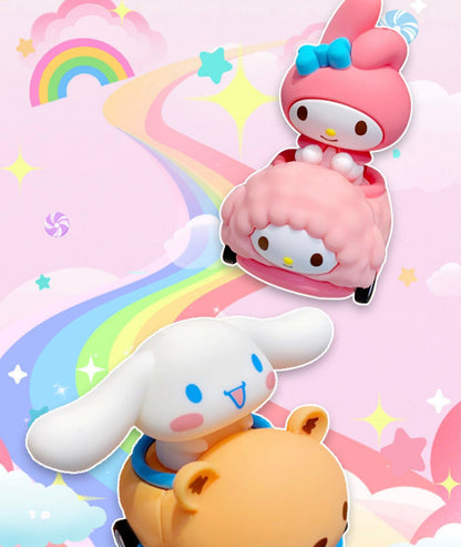 Sanrio auf Rennauto mit rollendem Rad Schlüsselanhänger