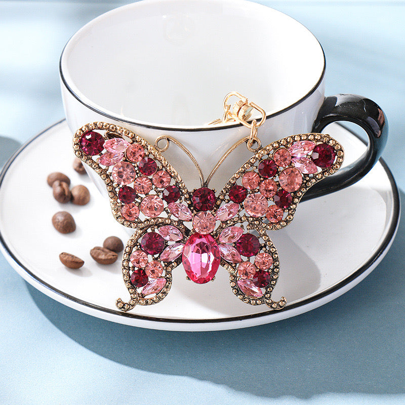 Butterfly Rhinestone Keychain (100% handmade)