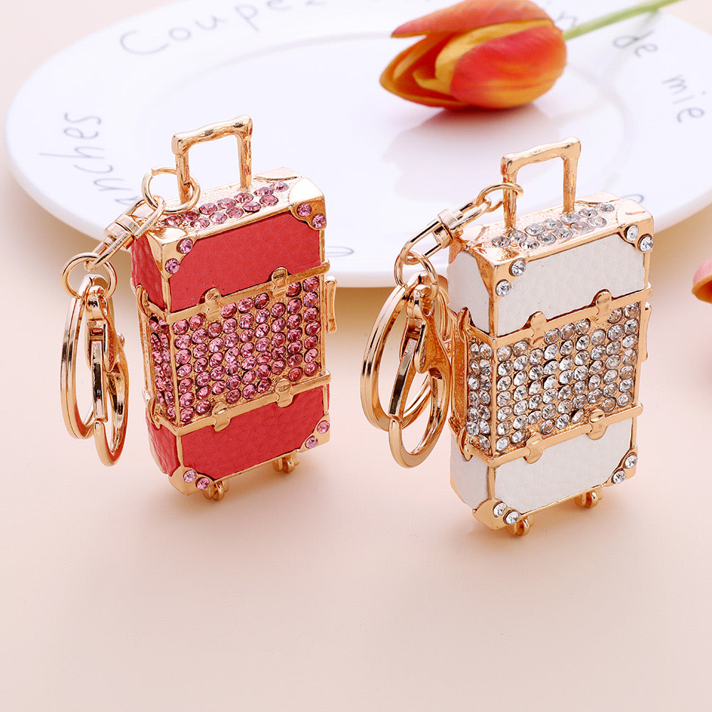 Luggage Rhinestone Keychain (100% handmade)