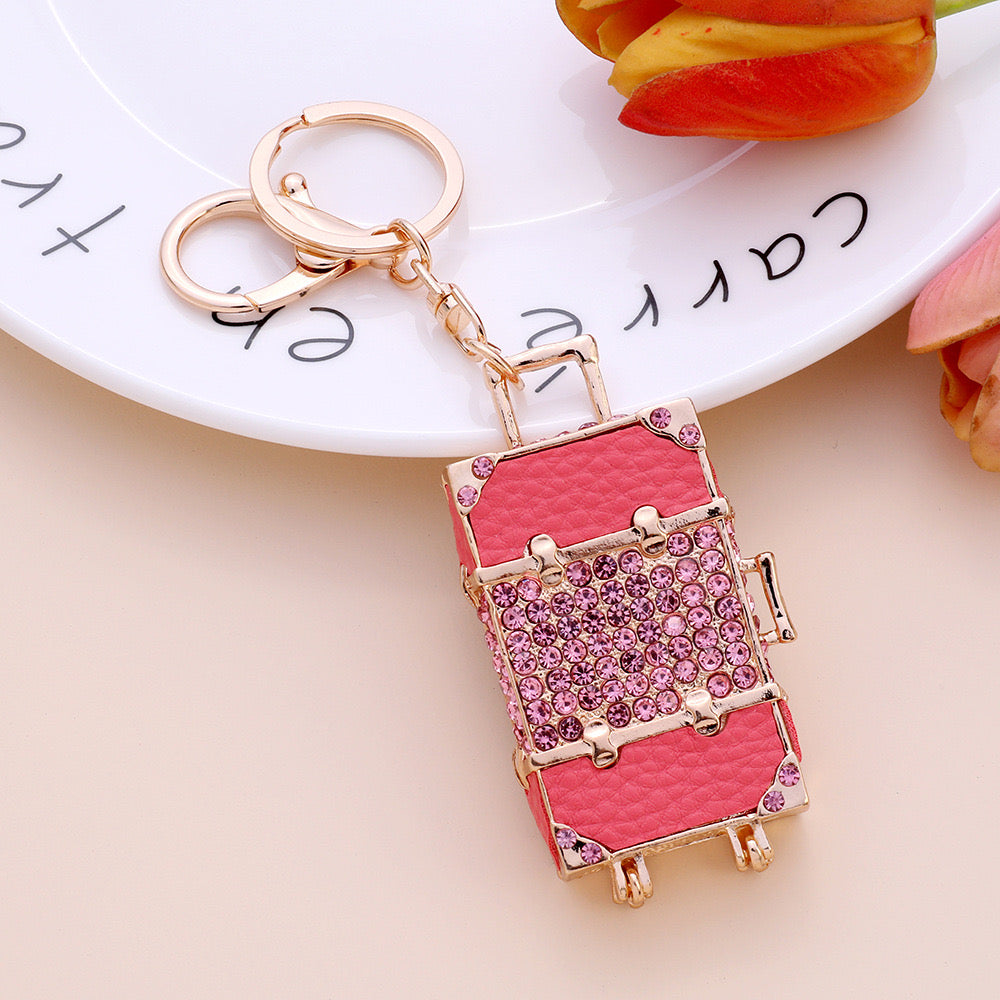 Luggage Rhinestone Keychain (100% handmade)